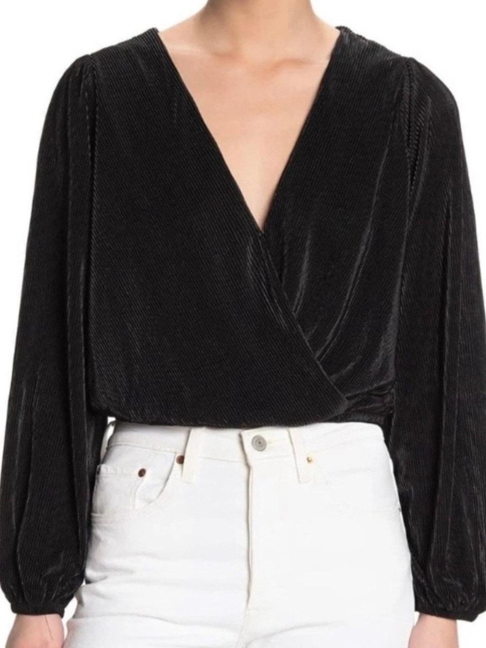 ASTR The Label Women's Black Wrap Blouse